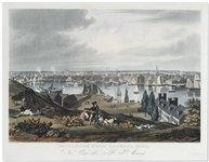 "Baltimore From Federal Hill Hand-Colored Folio Aquatint From 1831 by William James Bennett -- ...Pronounced by judges to be the best print of the kind ever published in the United States...